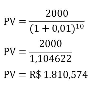 Exemplo de cálculo do valor presente