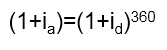 Fórmula para calcular a taxa anual equivalente a uma taxa diária